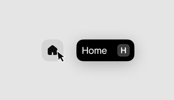 Home icon with a keyboard-shortcut tooltip reading Home, H