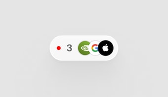 Collapsed pending-orders dock pill with a count and security logos